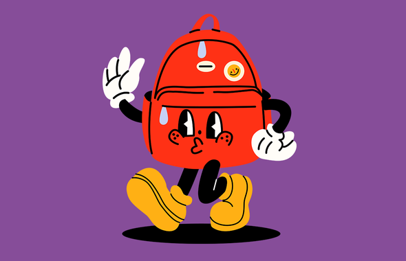 Иллюстрация. Персонаж школьный рюкзак