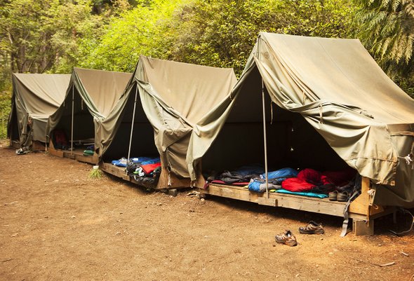Лес, палатки, летний лагерь