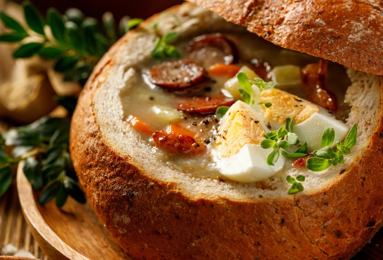 Сырный суп в хлебе