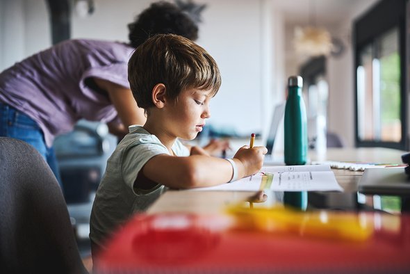 Дети делают домашку / домашнее задание / уроки. Семейное обучение