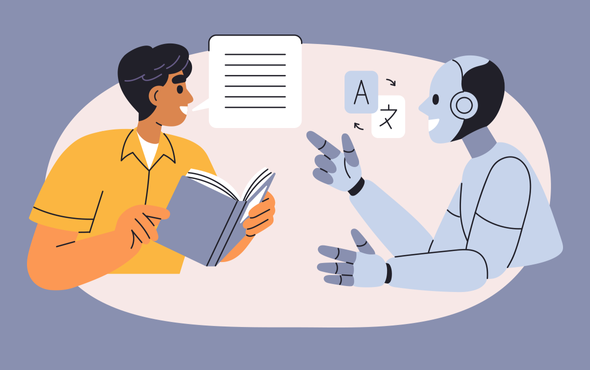 Иллюстрация. Ученик / учитель и искусственный интеллект. Как ИИ помогает учителям