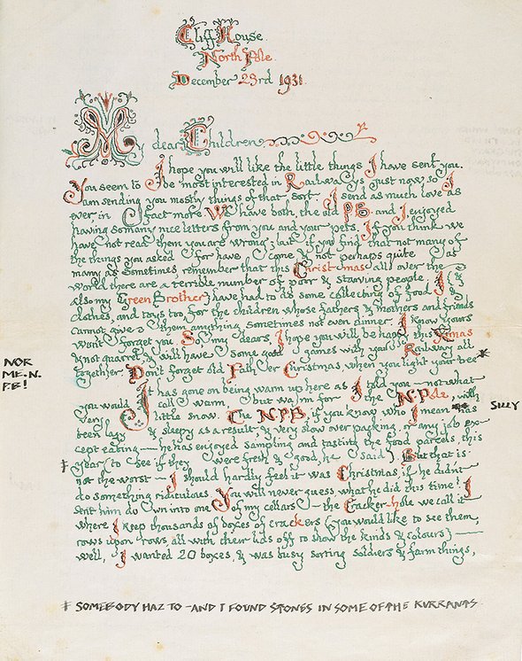 Письмо за 1931 год из книги Дж. Р. Р. Толкина «Письма Рождественского Деда»