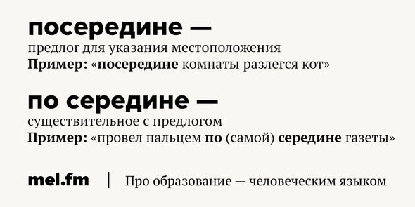 Как пишется посередине слитно или раздельно