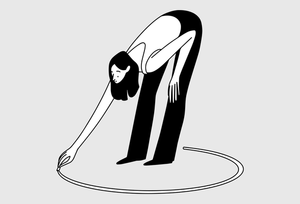 Иллюстрация девушки, которая рисует вокруг себя круг мелом. Личные границы