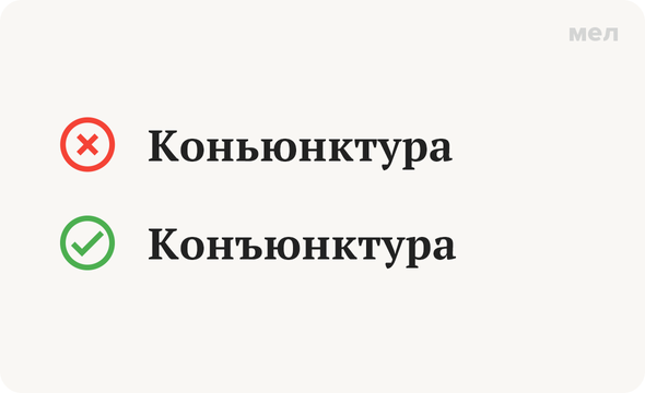 Коньюнктура — неправильно Конъюнктура — правильно