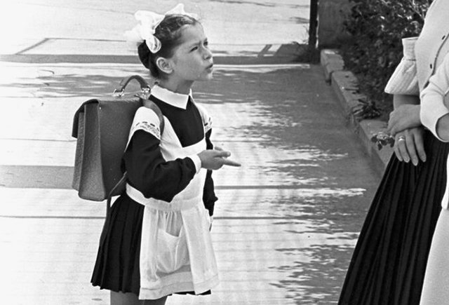 Первоклассница, СССР, советское фото. 1 сентября. День знаний