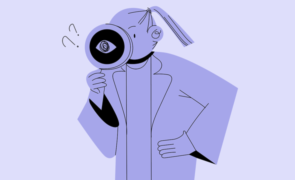 Студентка с лупой. Иллюстрация