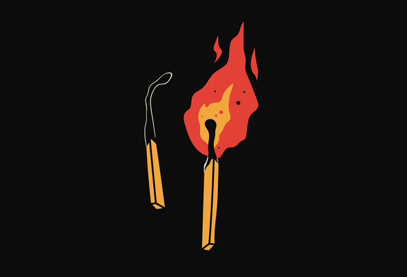 Иллюстрация. Горящая спичка. Эмоциональное выгорание