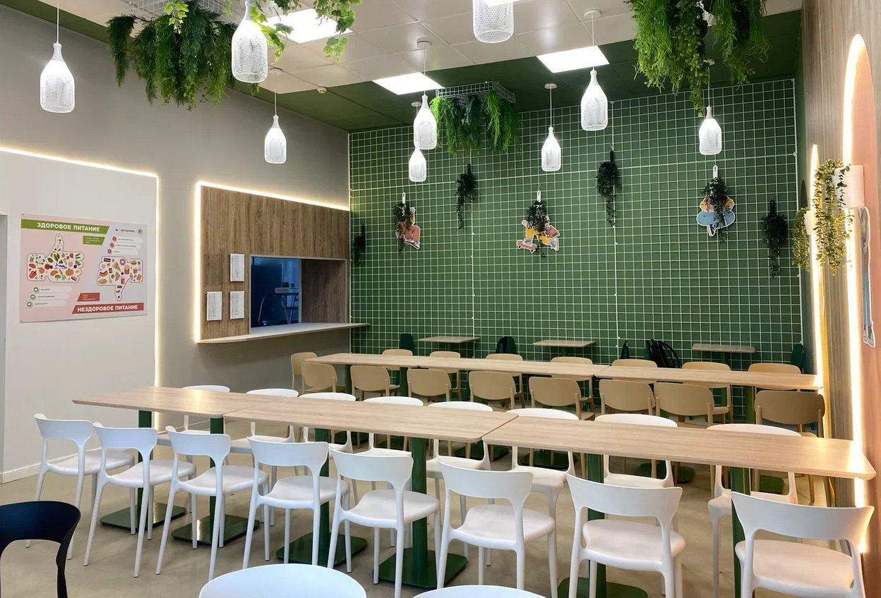 Столовая в Телегино после обновления.