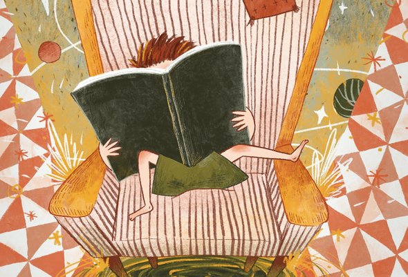 прекрасный, иллюстрированная книга, образование, стул, планета, чтение, лечение, карандаш, тепло, день детей, вселенная, детская иллюстрация, иллюстрация, журнал, плакат, ребенок;