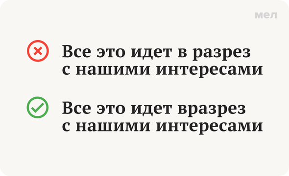 «Идет вразрез» или «в разрез»: как писать правильно