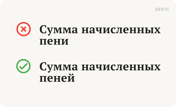 «Сумма начисленных пеней» или «пени»: как писать правильно