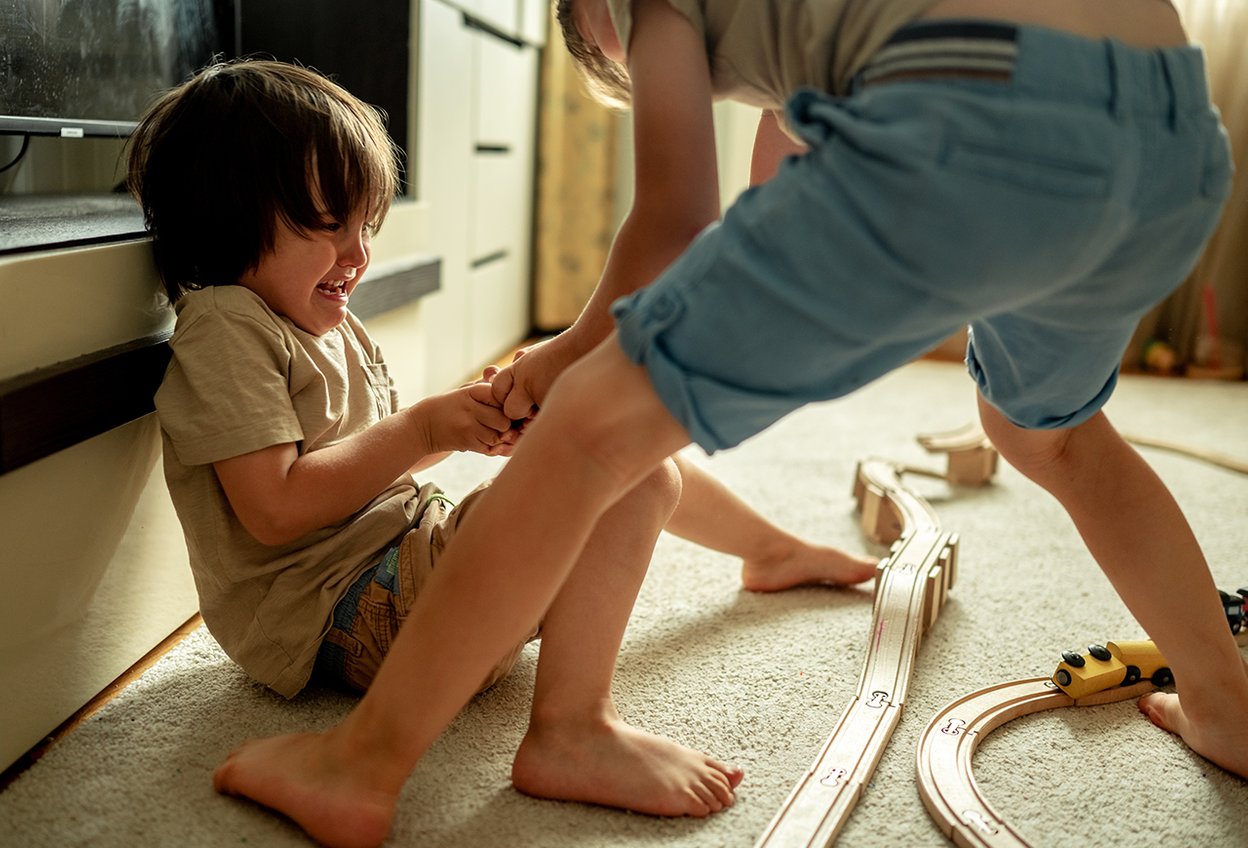 Дети дерутся / конфликтуют / ругаются из-за игрушек дома