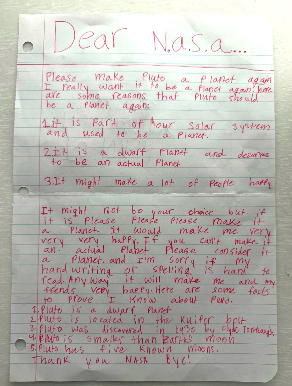 письмо девочки