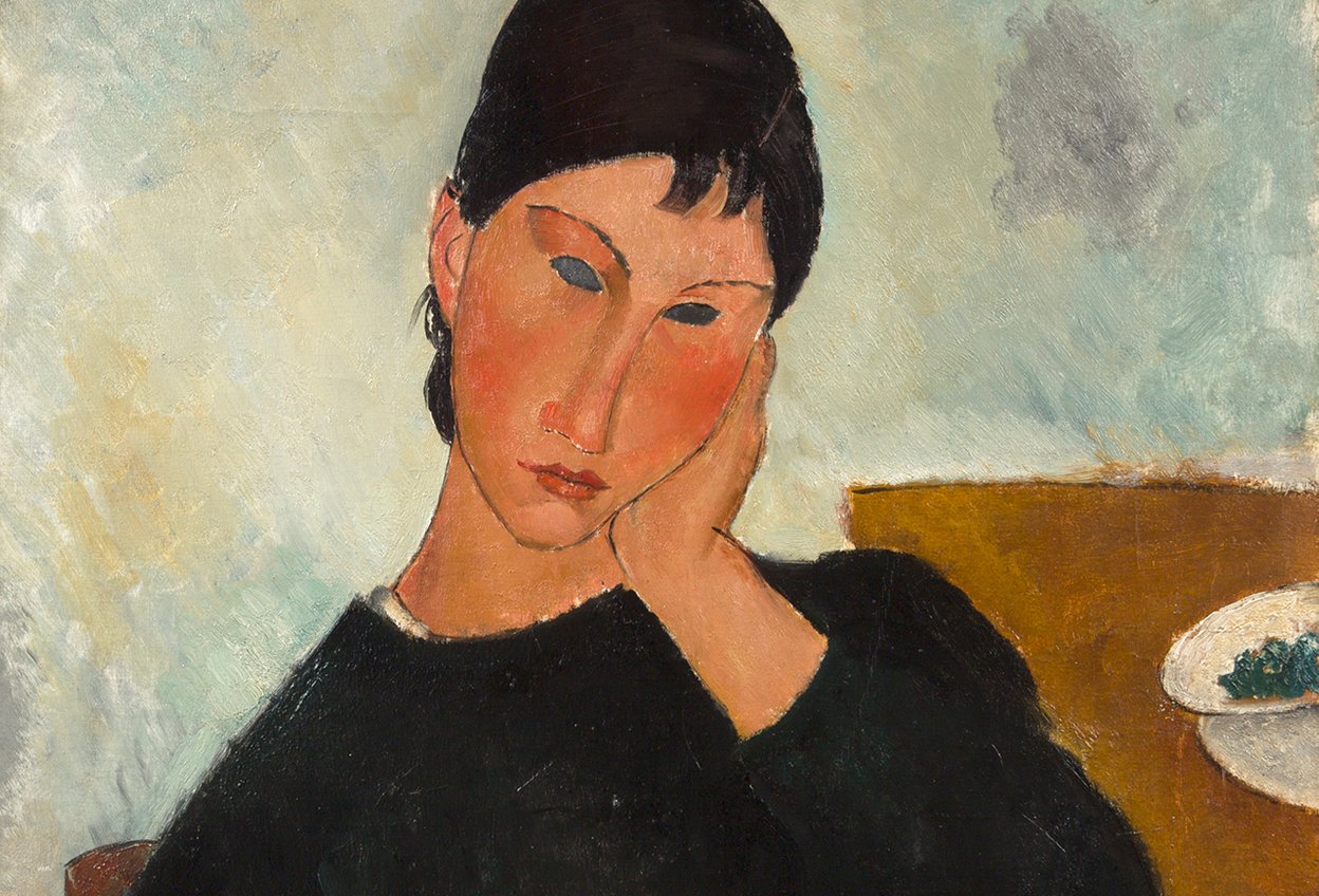 Амедео Модильяни — Эльвира отдыхает за столом. Amedeo Modigliani — Elvira Resting at a Table. Усталость у мам.