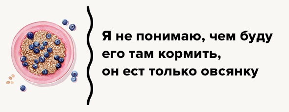 Я не понимаю, чем буду его там кормить, он ест только овсянку