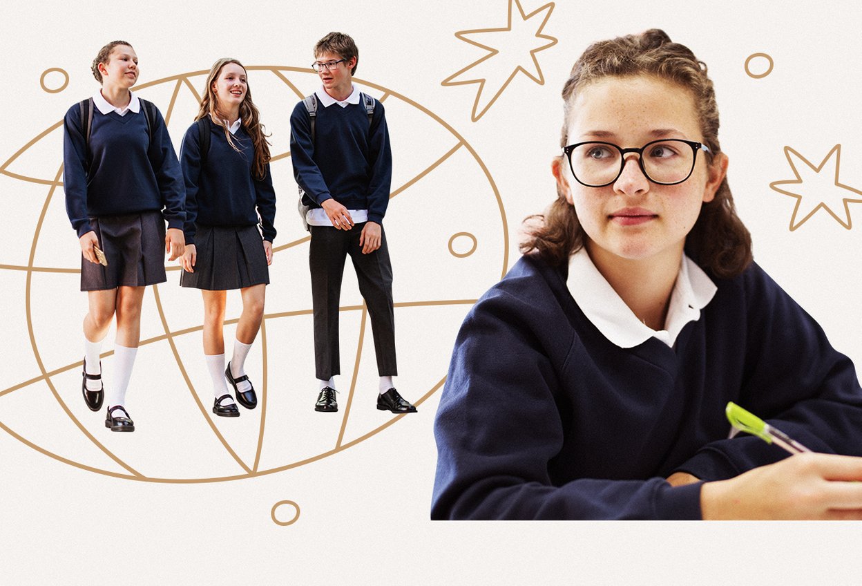 Коллаж со школьниками. Российская и международная программы: как совместить это в школе и не перегрузить ребенка