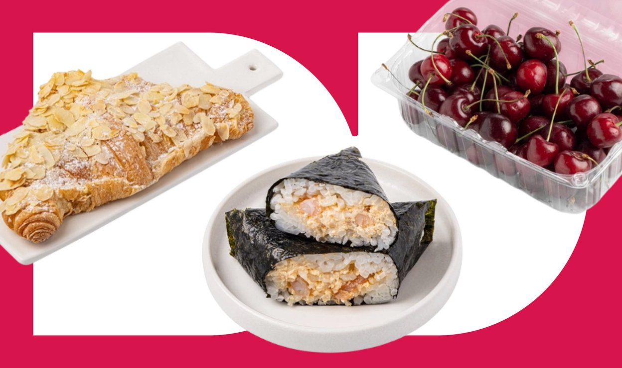 Продукты «ВкусВилла»: онигири с креветкой, миндальный круассан, отборная черешня